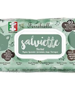 Ferribiella salviettine
"Herbal"
con olii essenziali sgraditi agli insetti
40 maxi salviette