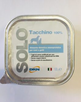Alimento umido monoproteico
 SOLO DRN 100% Tacchino
 Confezione da 100 gr