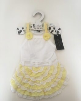 Abito per Chiuhuahua a balze bianco e giallo Trilly tutti Brilli