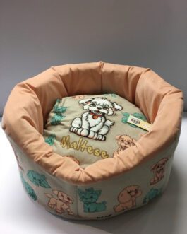 Nasonero Cuccia Trono  Grigio e rosa  con stampa Maltese Imbottitura indeformabile41x44x20 cm Made in Italy