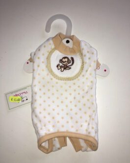 Pooch Outfitters pigiamino per Chiuhuahua in ciniglia a tutina Beige disegno scimmiettaTaglia XXS