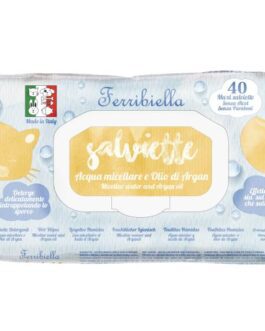 Ferribiella salviettine
"Acqua micellare e olio di argan"
40 maxi salviette
senza alcol e parabeni
