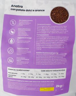 Pota l'&egrave; bau
Anatra con patate dolci e arance.
taglia piccola adulto
2  kg