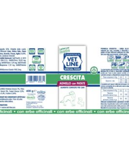 Mangime umido CRESCITA AGNELLO
PER CUCCIOLI
400 gr Vet Line