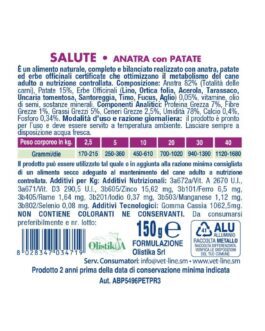Mangime umido Salute anatra con patate 150 gr Vet Line