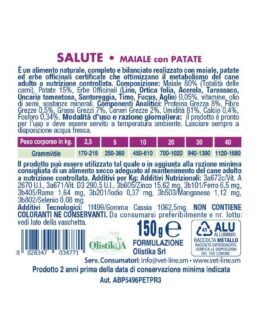 Mangime umido Salute Maiale con patate 
150 gr
 Vet Line