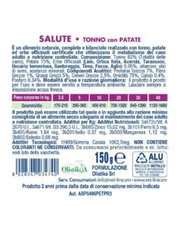 Mangime umido Salute tonno con patate 150 gr Vet Line