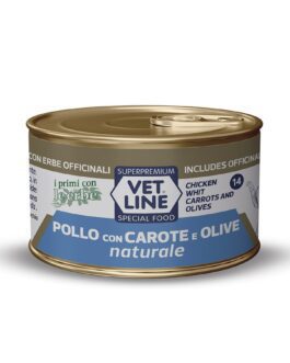 * Vet Line Umido Gatto Natural
Pollo con carote e olive
70 gr