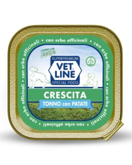 Mangime umido CRESCITA tonno 
con patate 150 gr Vet Line