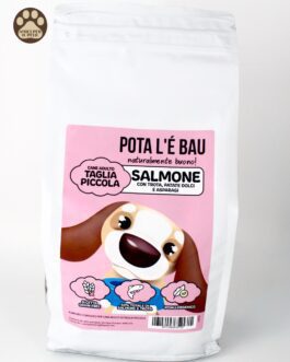Pota l'&egrave; bau
Salmone con trota, patate dolci e asparagi.
taglia piccola adulto
6  kg