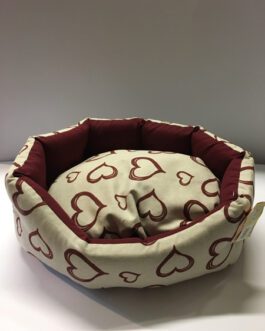 Nasonero Cuccia Trono Stampa a cuori bordeauxImbottitura indeformabile 60x55x24 cmMade in Italy