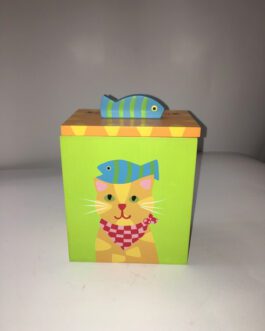 Up Country Porta crocchette in legno fantasia gatto hand painted no-toxic 13x9x17 cm